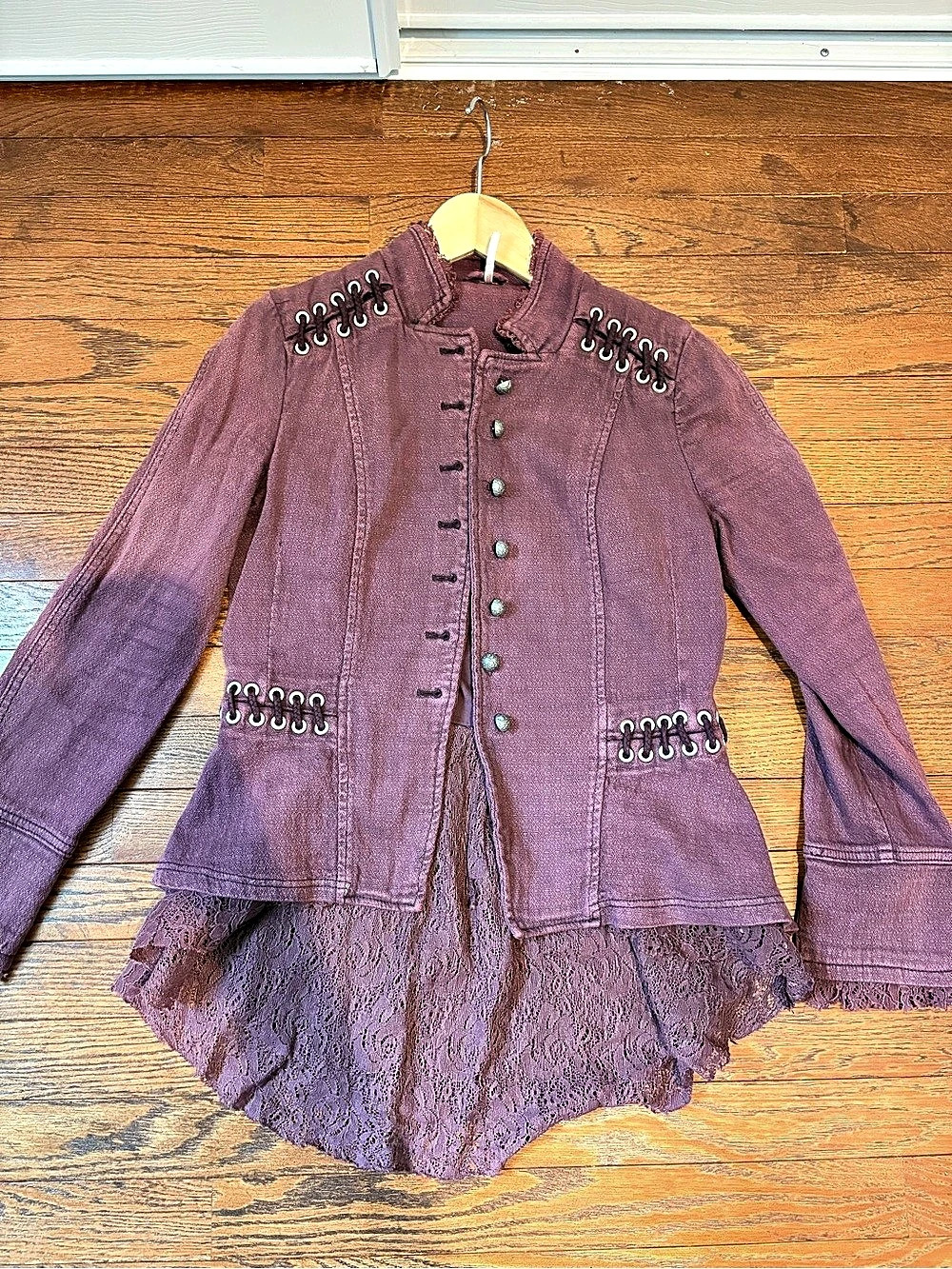 Free People Victorian Lace Up Jacket Purple